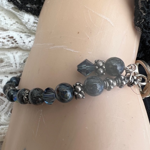 STERLING SILVER HEART TOGGLE GEMSTONE BRACELET - Picture 6 of 6